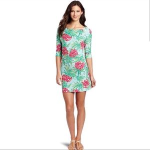 Lilly Pulitzer Sheath Dress Women's XS Cassie Printed Cotton Sandbar Blue Beach